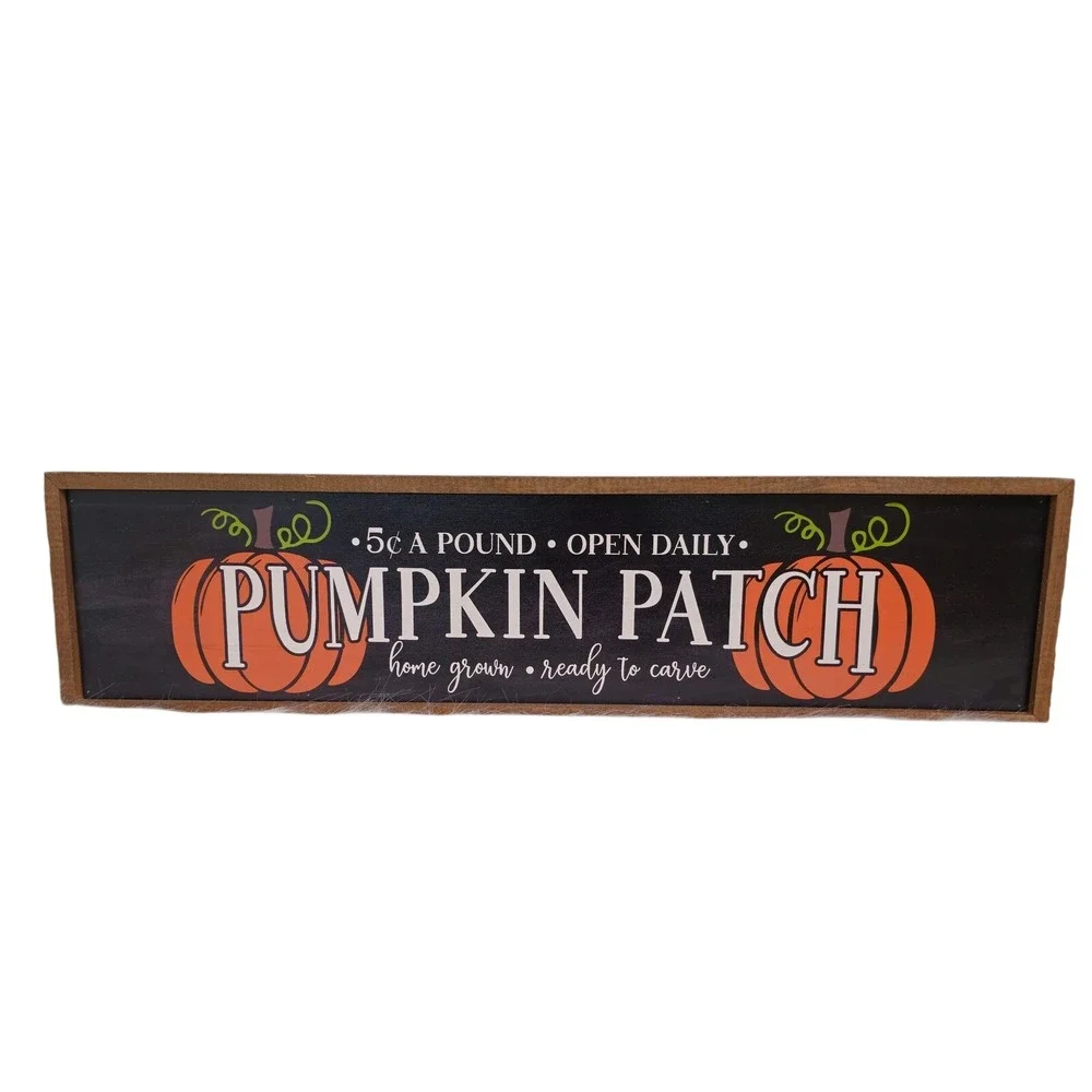 Fall‎ Pumpkin Patch Sign 24x6 Decor Autumn Home Decor Wood Sign Black Orange NWT